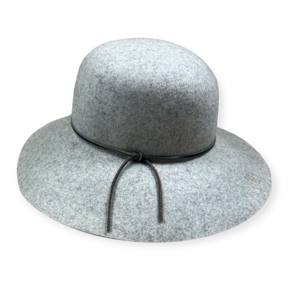 Phenix Wool Floppy Wide Brim Hat Round Crown Leather Hat Band Gray One Size